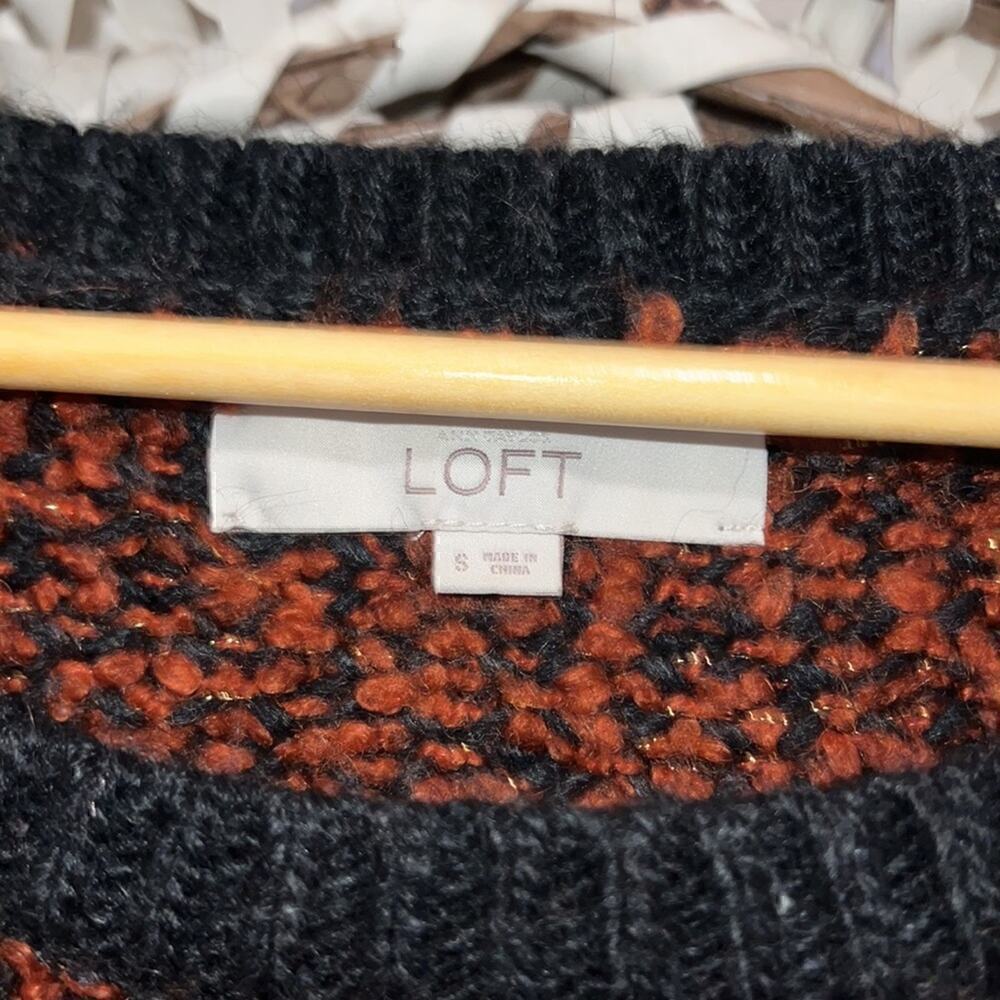 LOFT orange and gray crewneck sweater size small - Picture 5 of 6